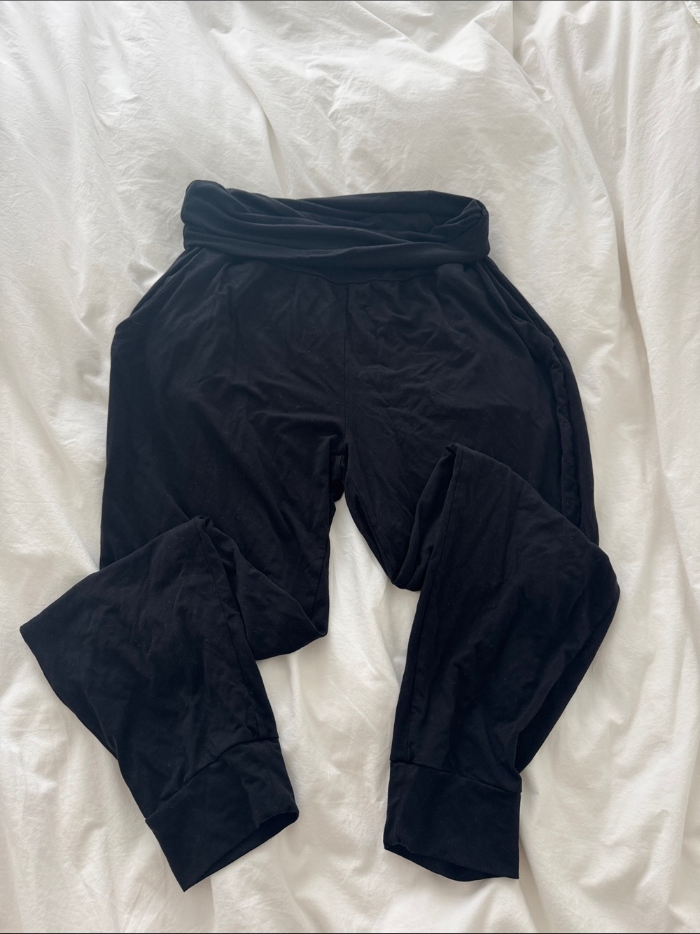 Hatch Black Fold-Over Waist Track Pants